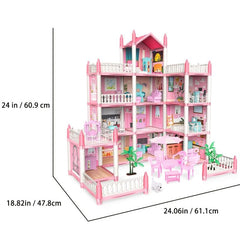 Pink Dollhouse Set with DIY Furniture - Perfect Birthday Gift