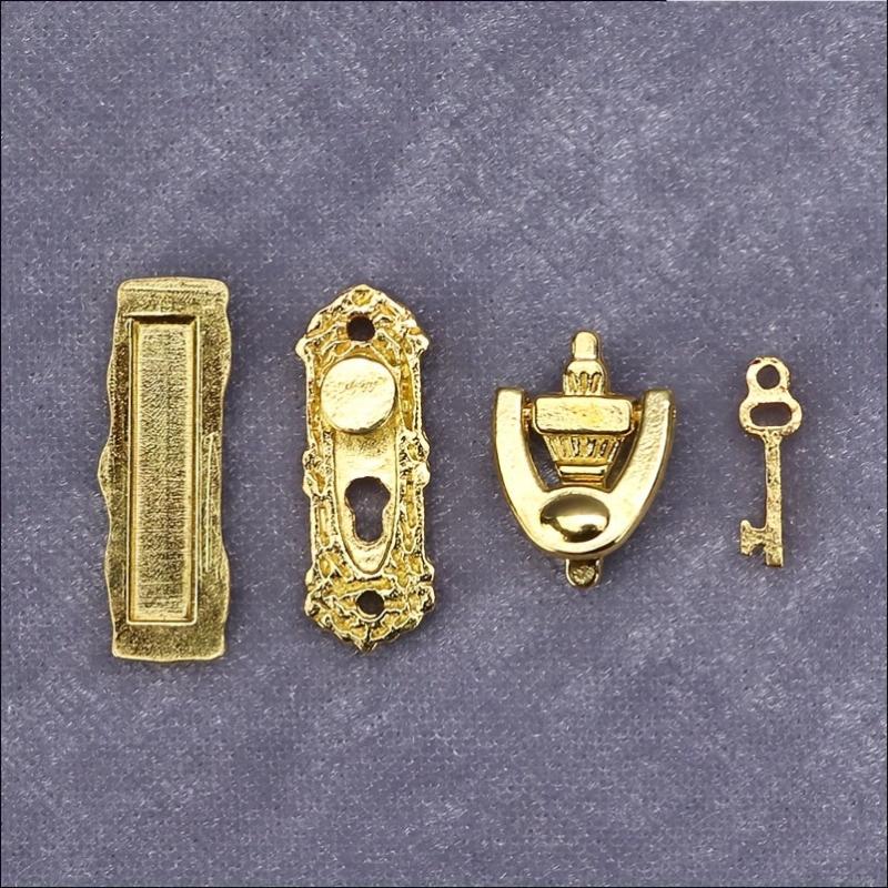 4Pcs 1:12 Metal Furniture Door Lock Dollhouse Mini Hardware Decor