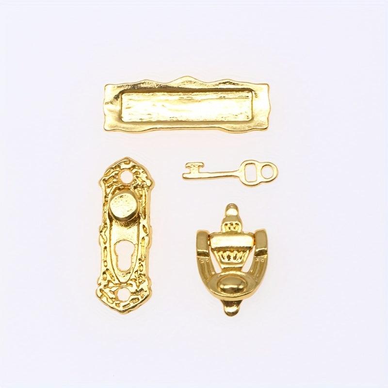 4Pcs 1:12 Metal Furniture Door Lock Dollhouse Mini Hardware Decor