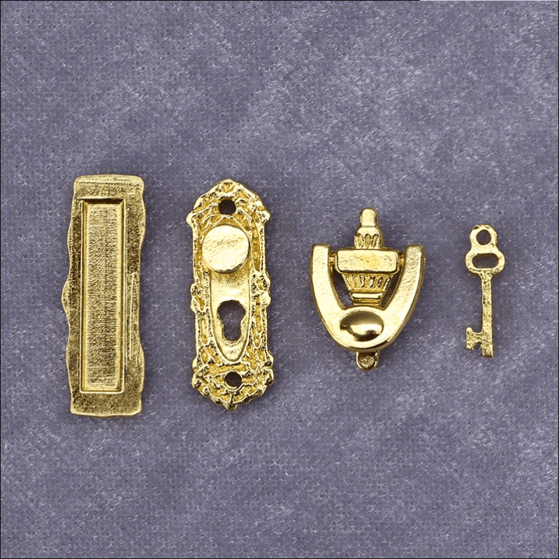 4Pcs 1:12 Metal Furniture Door Lock Dollhouse Mini Hardware Decor