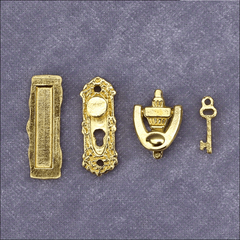 4Pcs 1:12 Metal Furniture Door Lock Dollhouse Mini Hardware Decor