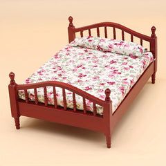 1/12 Dolls House Mini Furniture Bedroom Wooden Fabric Twin Bed