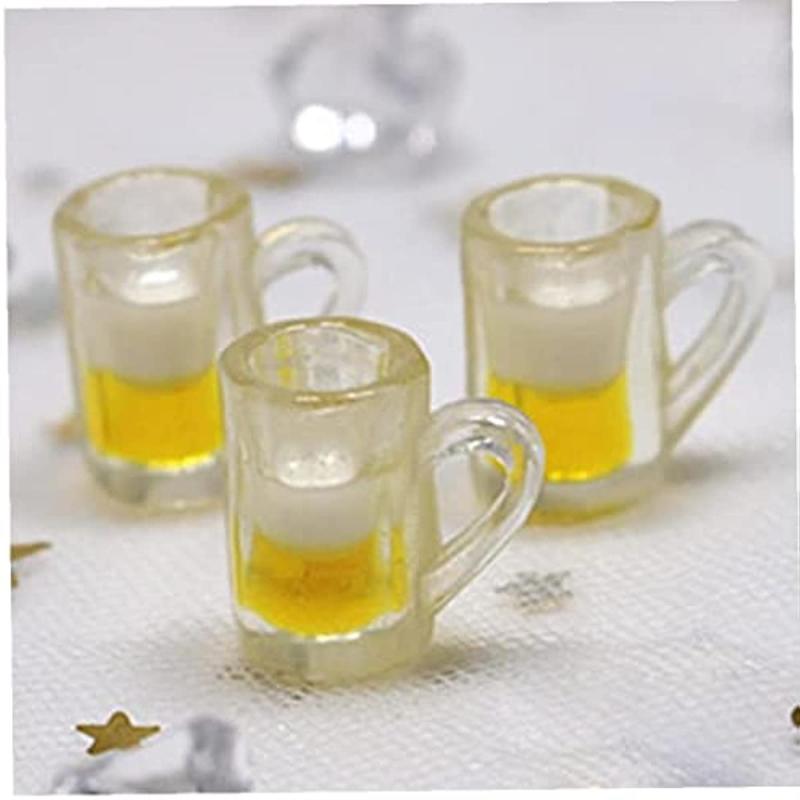 12pcs Dollhouse Beer Cup Model Realistic Looking Yellow 1:5 Scale