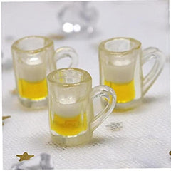 12pcs Dollhouse Beer Cup Model Realistic Looking Yellow 1:5 Scale