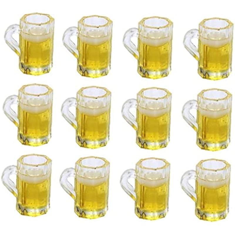 12pcs Dollhouse Beer Cup Model Realistic Looking Yellow 1:5 Scale