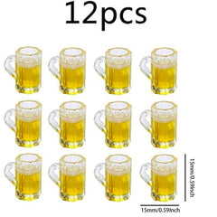 12pcs Dollhouse Beer Cup Model Realistic Looking Yellow 1:5 Scale