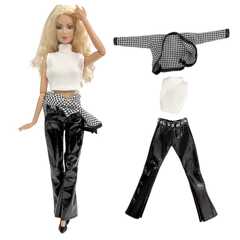 Stylish Doll Outfit Set for Girls: T shirt, Trousers, Skirt, Gown & More
