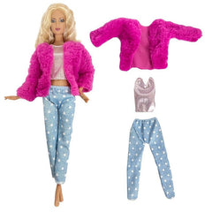 Stylish Doll Outfit Set for Girls: T shirt, Trousers, Skirt, Gown & More