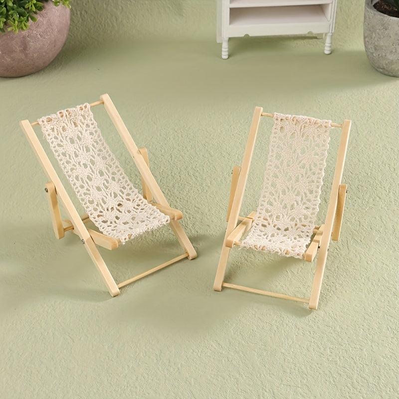 Mini Foldable Deck Chair for Dollhouse
