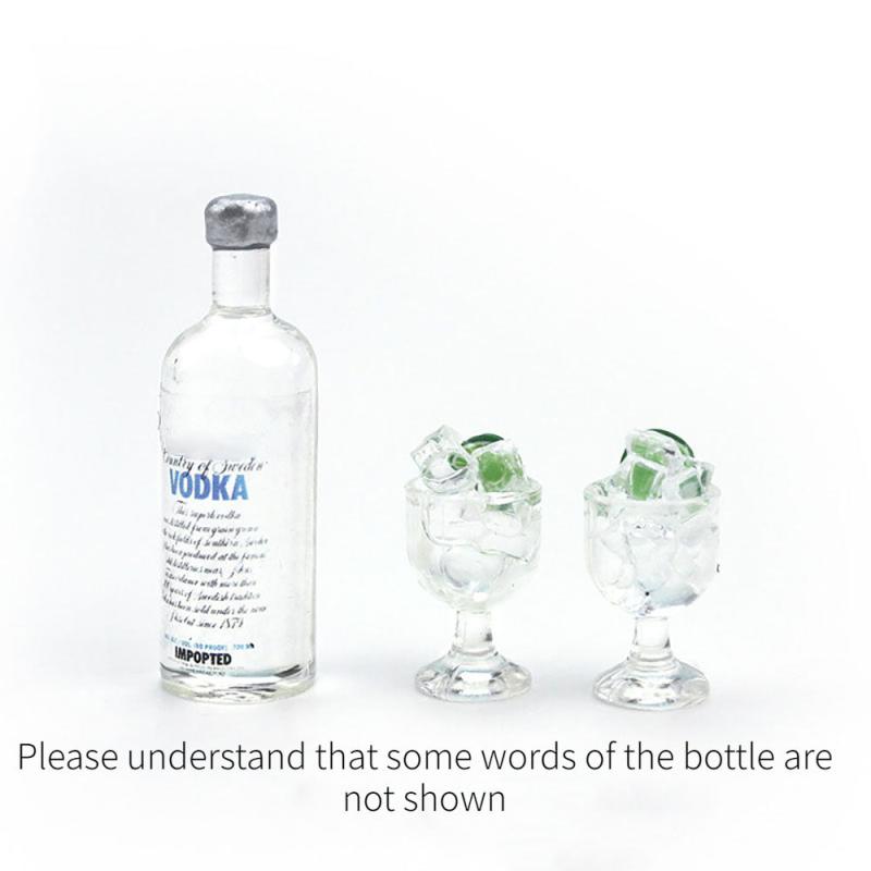 Dollhouse Vodka Bottle & Wine Glass for Ob11 BJD Blythe Decoration