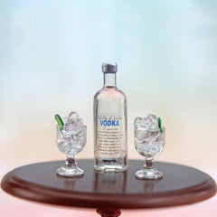 Dollhouse Vodka Bottle & Wine Glass for Ob11 BJD Blythe Decoration