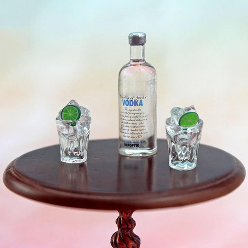 Dollhouse Vodka Bottle & Wine Glass for Ob11 BJD Blythe Decoration