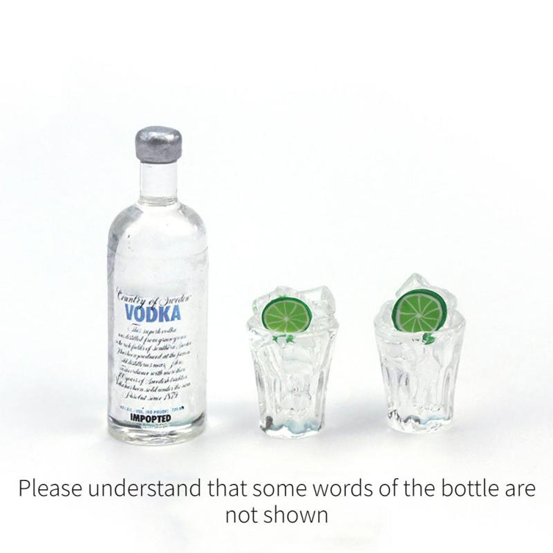 Dollhouse Vodka Bottle & Wine Glass for Ob11 BJD Blythe Decoration