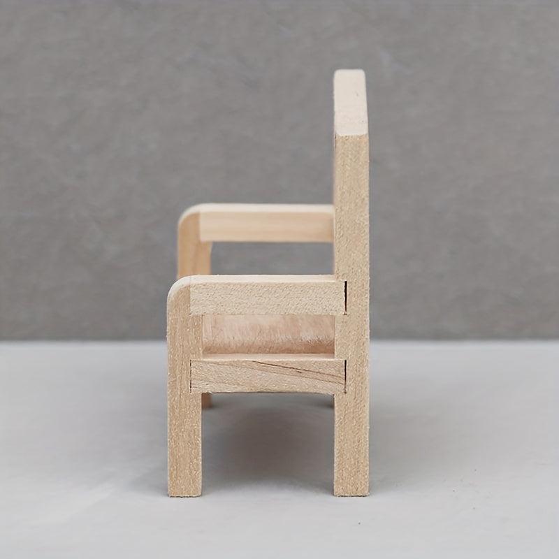Elegant Solid Wood Chair for 1:12 Dollhouse Furniture