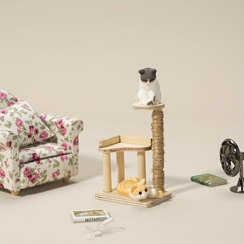 1:12 Dollhouse Mini Cat Toy Rack Mini Cat Shelf Scratching Post