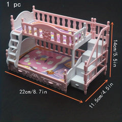 European Bunk & Double Princess Bed for Girls Playhouse - Accessories Included