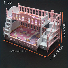 European Bunk & Double Princess Bed for Girls Playhouse - Accessories Included