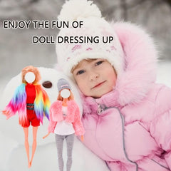 3 Sets Fur Vest Coat Dress Outfit For 1/6 BJD Dolls