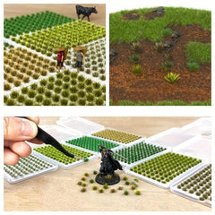 Mini Artificial Grass Clusters for Doll Houses Micro Landscapes