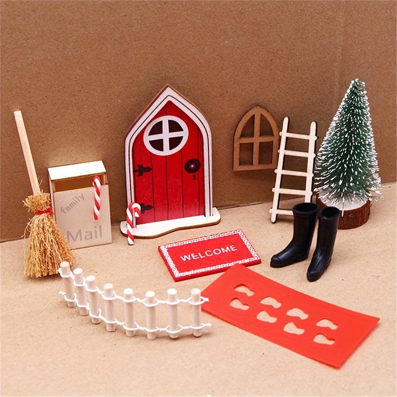 Elf Magic Girl Fairy Door Set Christmas Decorations Mini Fairy Outdoor DIY