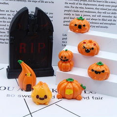 7pcs Halloween Ghost Face Pumpkin Doll House Props Micro Scenes Decorations