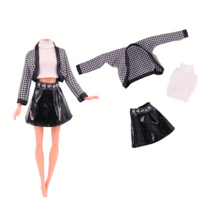 4pcs Plush Fur Vest Jacket Dress Casual Set for 11 8 Inch Dolls