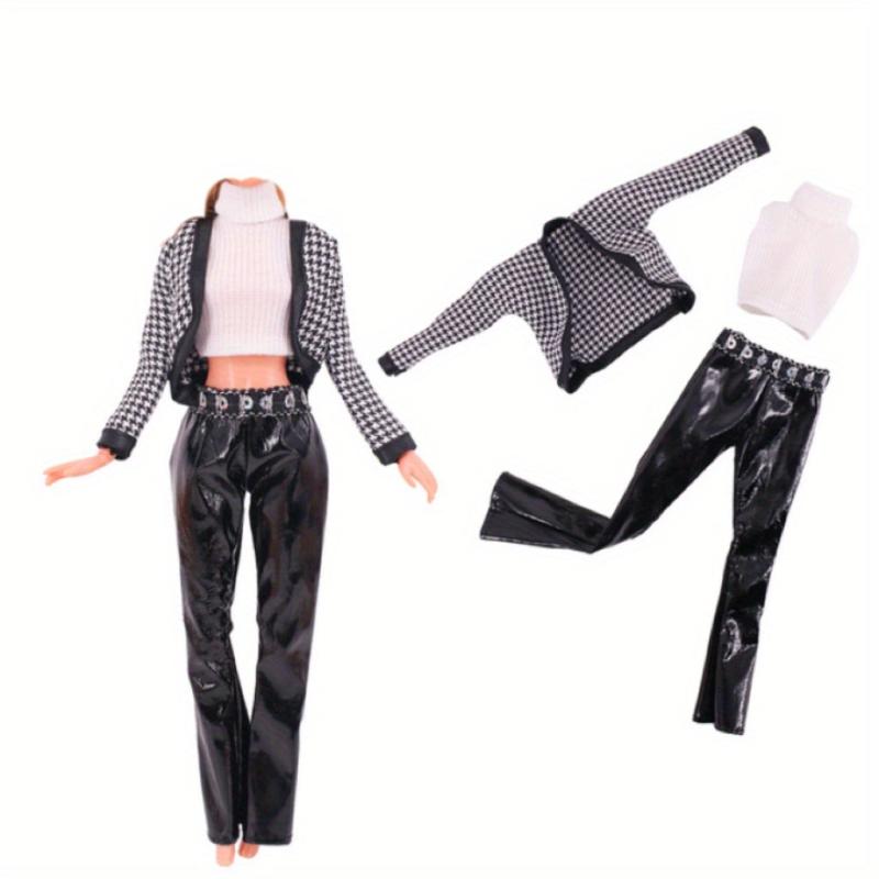 4pcs Plush Fur Vest Jacket Dress Casual Set for 11 8 Inch Dolls