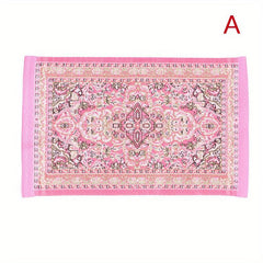 Handwoven 1:12 Scale Dollhouse Floor Carpet, Charm & Elegance