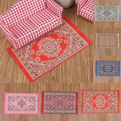 Handwoven 1:12 Scale Dollhouse Floor Carpet, Charm & Elegance