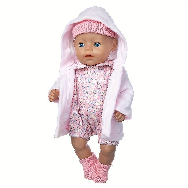 Pink Four Piece Doll Clothes Set for 17-inch Born Baby Doll