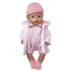 Pink Four Piece Doll Clothes Set for 17-inch Born Baby Doll