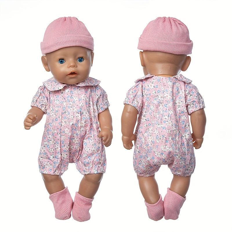 Pink Four Piece Doll Clothes Set for 17-inch Born Baby Doll