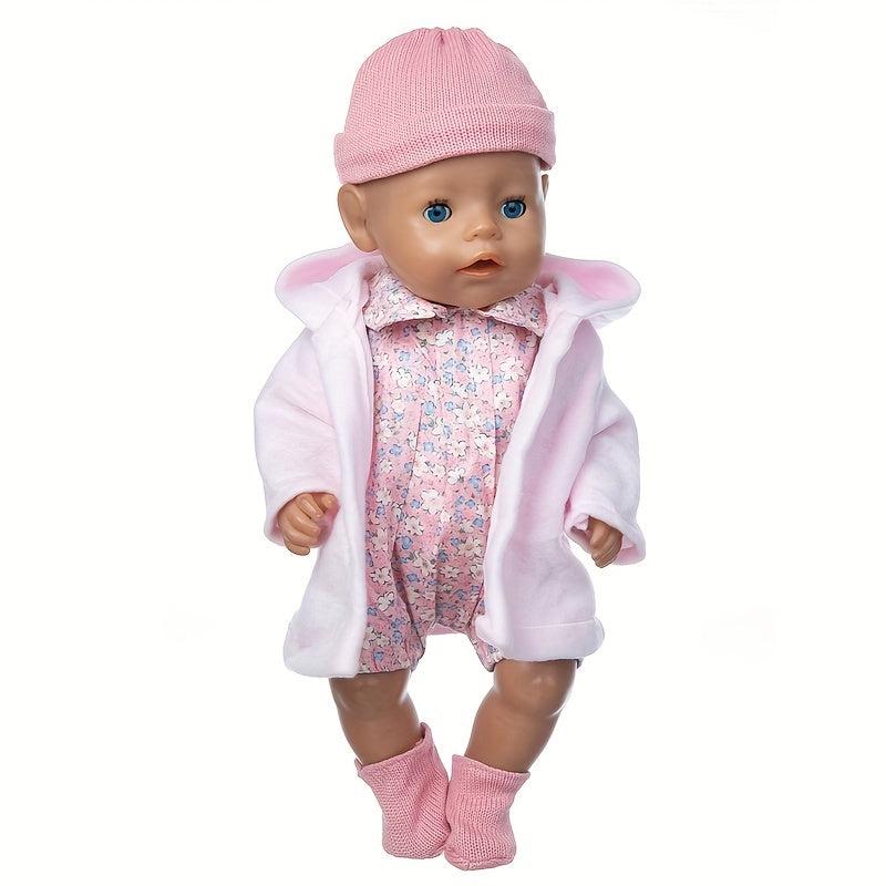 Pink Four Piece Doll Clothes Set for 17-inch Born Baby Doll