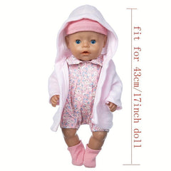 Pink Four Piece Doll Clothes Set for 17-inch Born Baby Doll