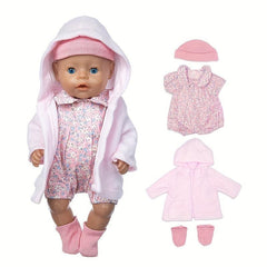 Pink Four Piece Doll Clothes Set for 17-inch Born Baby Doll