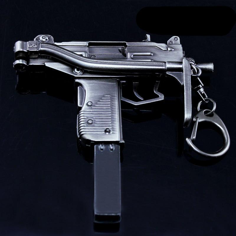 Mini Metal Submachine Gun Model High Pistol Gun Keychain Craft Pendant