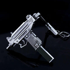 Mini Metal Submachine Gun Model High Pistol Gun Keychain Craft Pendant