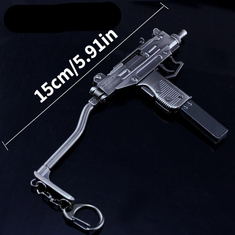 Mini Metal Submachine Gun Model High Pistol Gun Keychain Craft Pendant