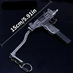 Mini Metal Submachine Gun Model High Pistol Gun Keychain Craft Pendant
