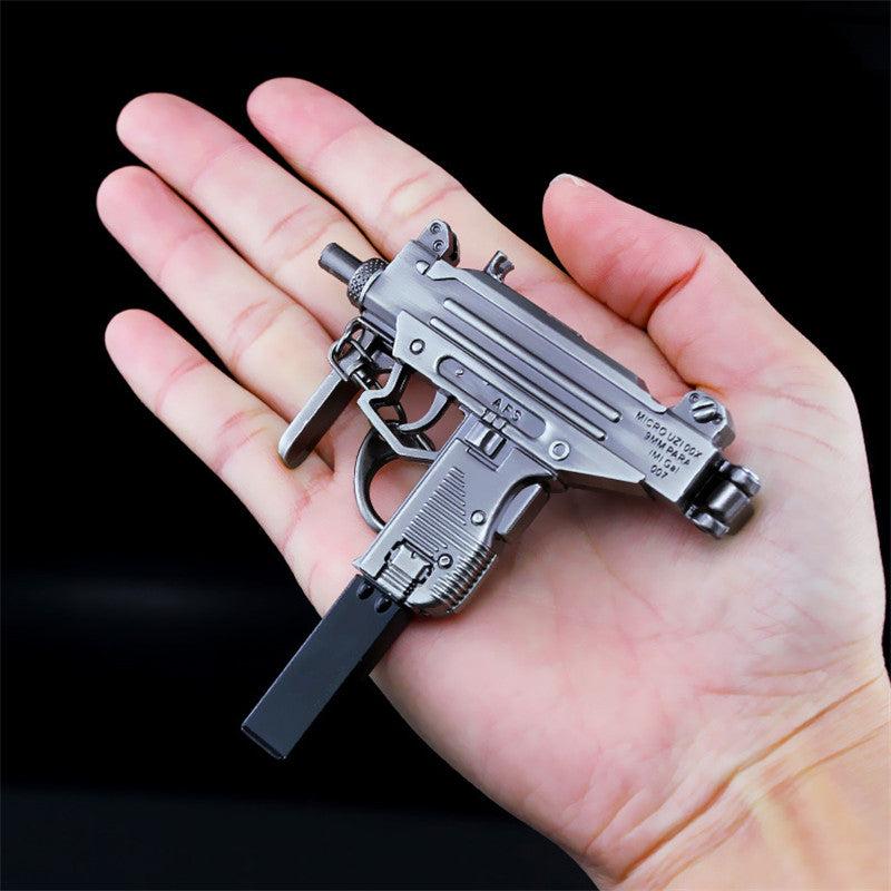 Mini Metal Submachine Gun Model High Pistol Gun Keychain Craft Pendant