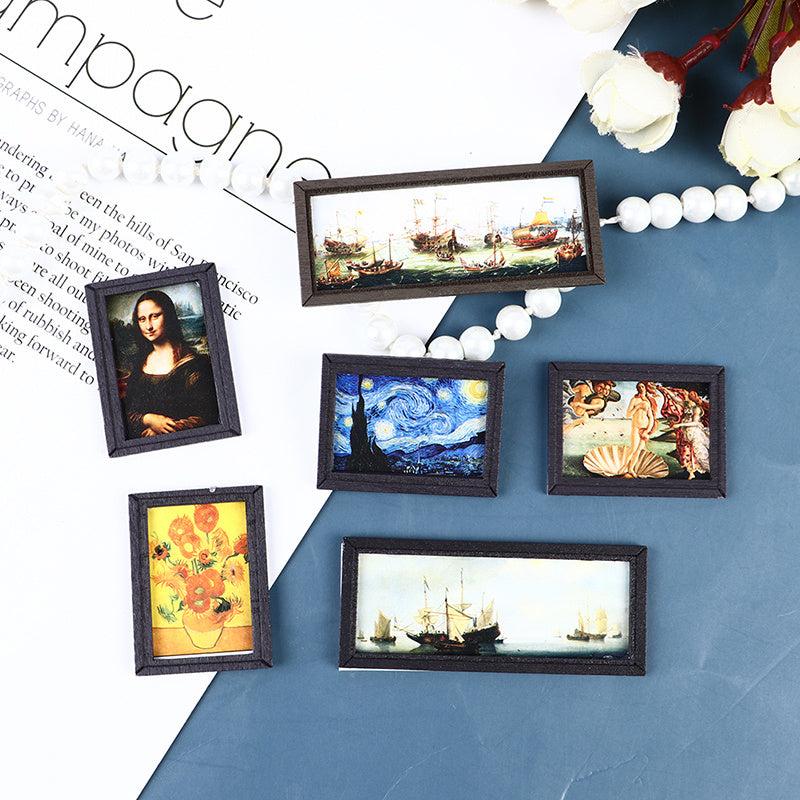 1Pc Mini Dollhouse 1:12 Antique Frame Painting Mural