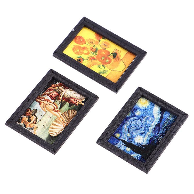 1Pc Mini Dollhouse 1:12 Antique Frame Painting Mural