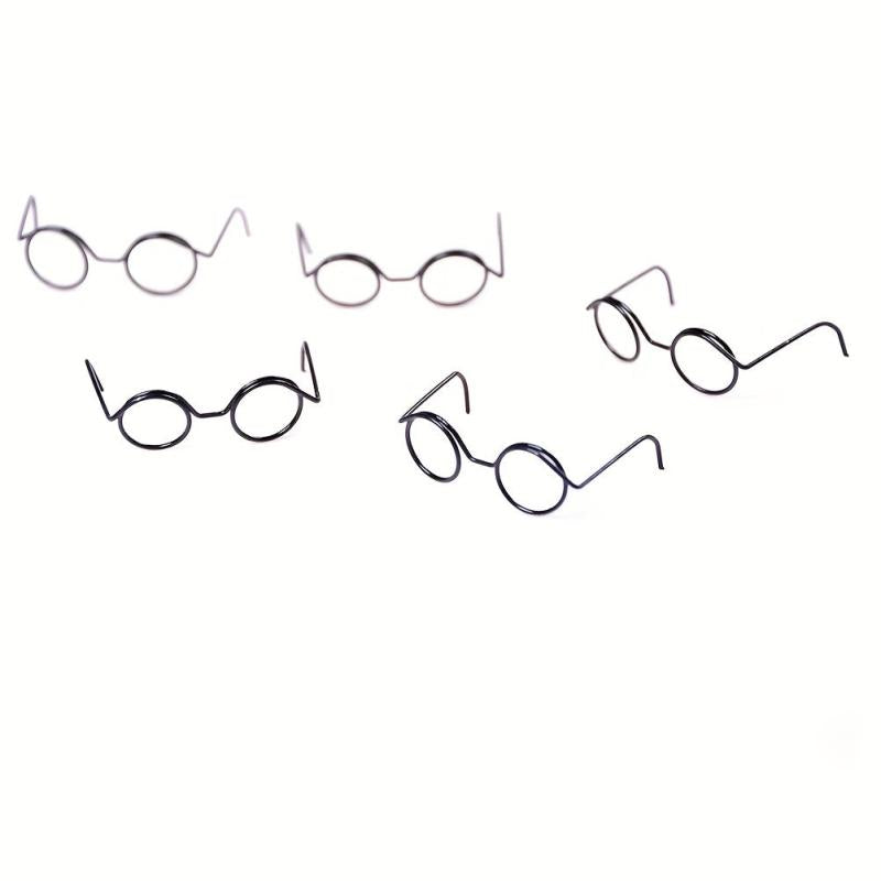 2pcs Round Frame Lensless Retro Doll Glasses For 1 6 BJD Doll
