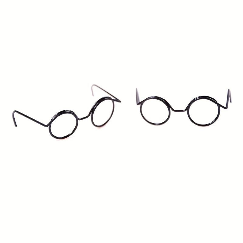 2pcs Round Frame Lensless Retro Doll Glasses For 1 6 BJD Doll