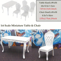 1/6 Doll House Kitchen Dining Table Chair Set