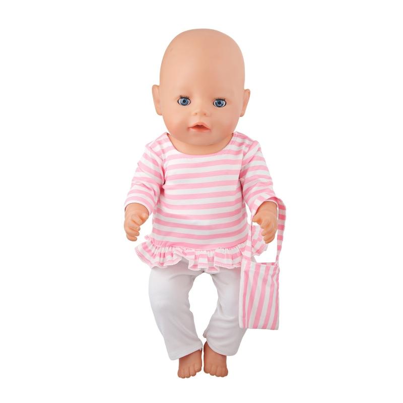 18'' 45 Doll Pink Striped Jacket Bag Pants 3pc Set (No Doll)