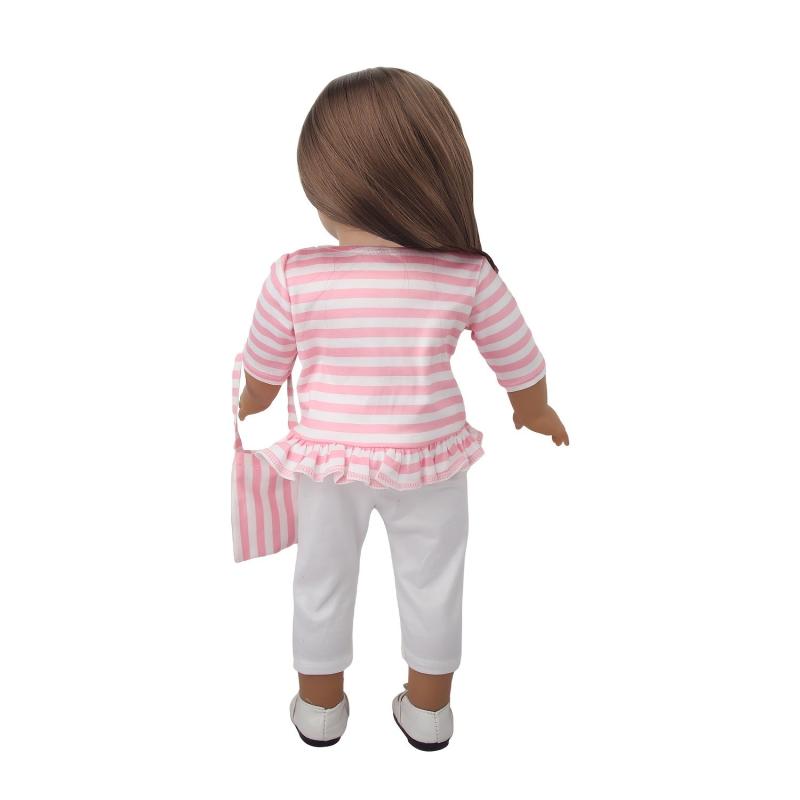 18'' 45 Doll Pink Striped Jacket Bag Pants 3pc Set (No Doll)