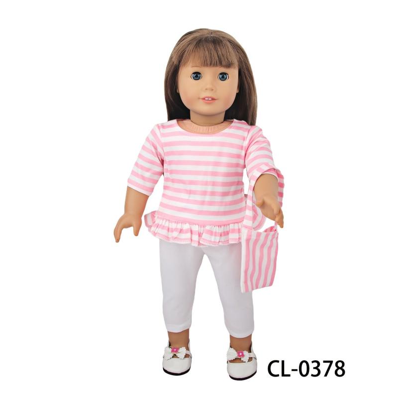 18'' 45 Doll Pink Striped Jacket Bag Pants 3pc Set (No Doll)