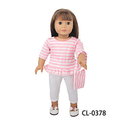 18'' 45 Doll Pink Striped Jacket Bag Pants 3pc Set (No Doll)