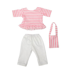 18'' 45 Doll Pink Striped Jacket Bag Pants 3pc Set (No Doll)